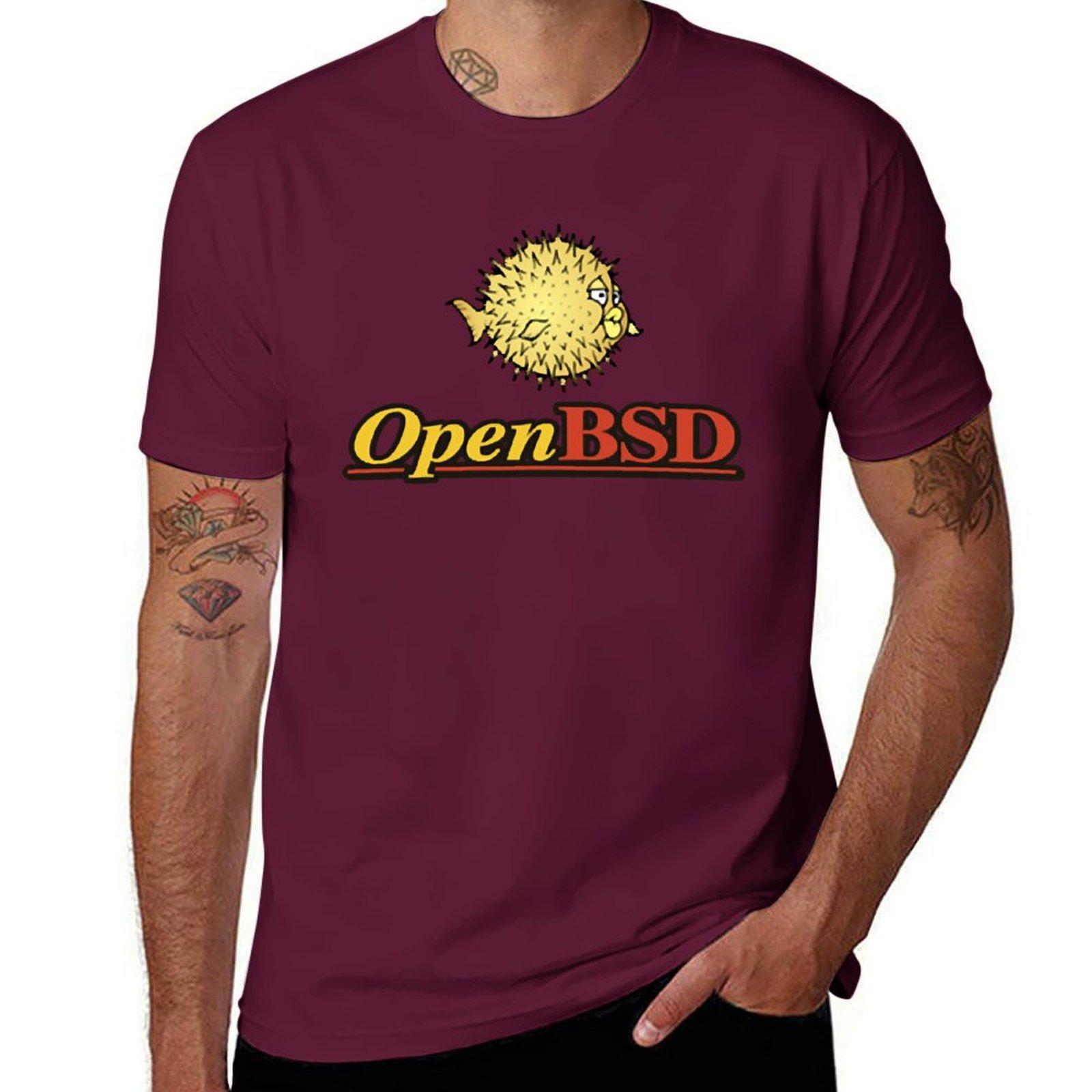 Openbsd logo T-Shirt blanks plus size tops plain anime clothes men clothings S