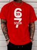 Simple Minimalist Six Seven Number Letter Graphic Print Unisexs Crew Neck Short Sleeve Tee Casual Daily Soft Basic Wear Fashion Top