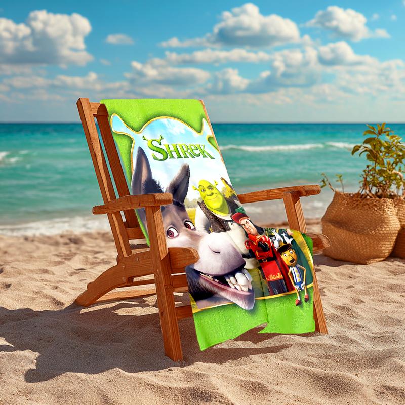 1pc Shrek3 Beach Towel, Comfortable and Thick, and Swimming/Bath/Picnic/Camping Towel, Suitable for Seaside Beaches