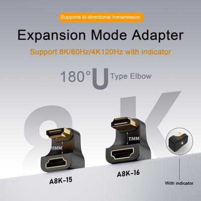 Adaptér HDMI samec/samice pro konektor 8K Ultra-Clear s indikátorem UHS2.1 s adaptérem
