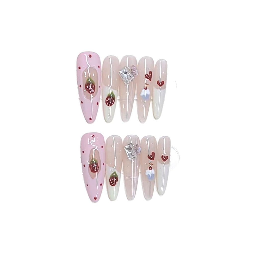 Handmade Phototherapy Wear Strawberry Jam Long Thin Dog High-end Cat Eye Style New Manicure Sticker