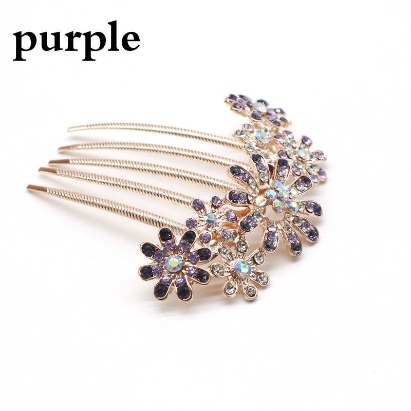 Hair Accessories Hairpins Beautiful Crystal Rhinestone Petal Hair Comb Flower Pin Hair Clip Claws Hairdressing Stylists Headwear
