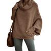 Turtleneck Women's Solid Color Knitted Sweater Fashion Pullover Lantern Loose Long Sleeve Casual Sweater
