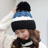 Women Winter Knitted Hat Scarf Set Fleece Lined Beanie Earflap with Pompom Thick Thermal Hat Neck Warmer for Outdoor