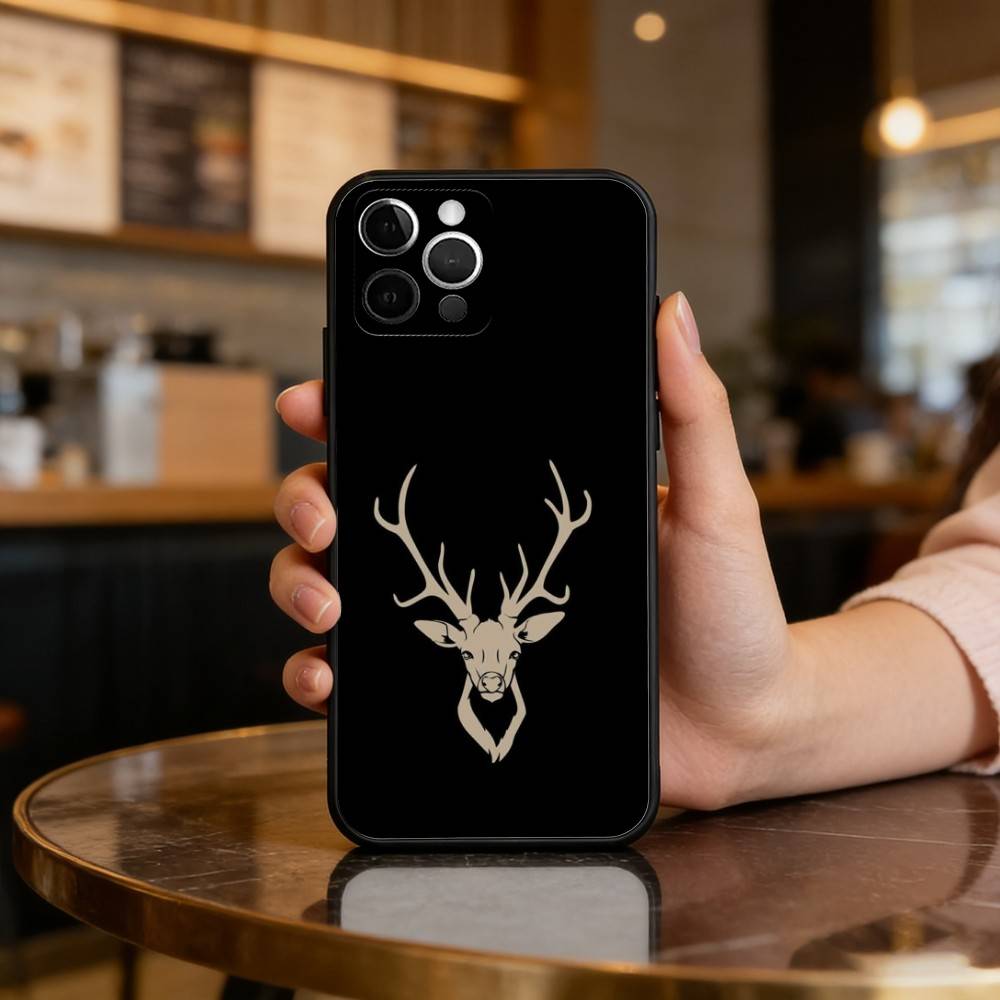 D-Deer-ER Weiche Silikon-Schwarze Hülle, Handyhülle für iPhone 17,16,15,14,13,12,11 Plus,Pro Max,XS