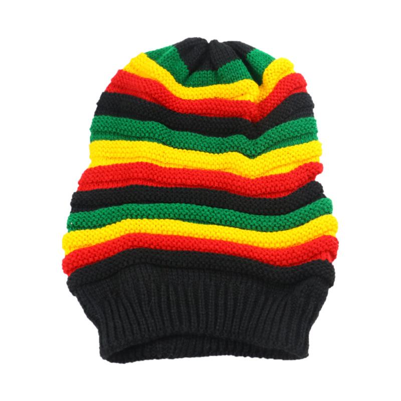 

2025 new fashion early autumn Korean version loose rainbow striped knitted hat versatile warm tide pullover hat wool hat Adjustable 56-60cm