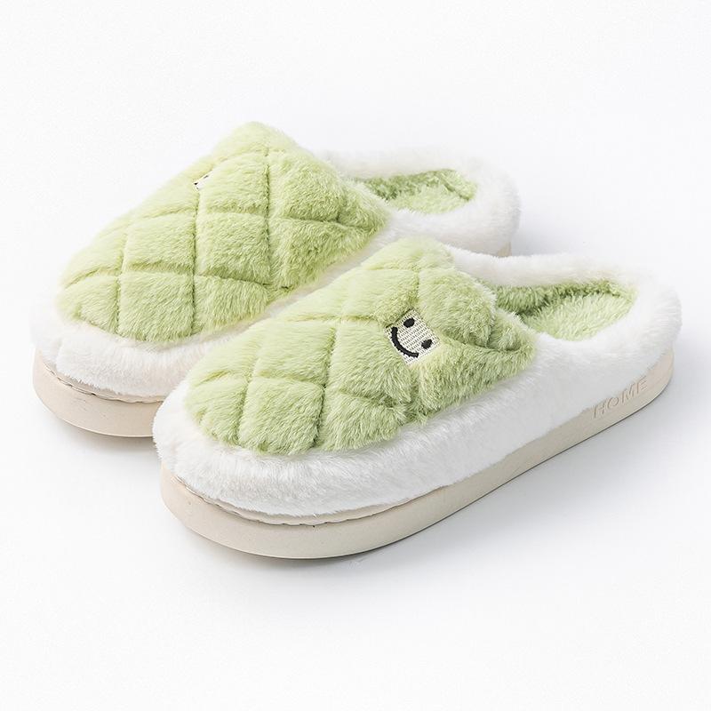 Autumn and Winter New Cotton Slippers Indoor Home Wear-resistant Warm Piled Couple Hair Slippers