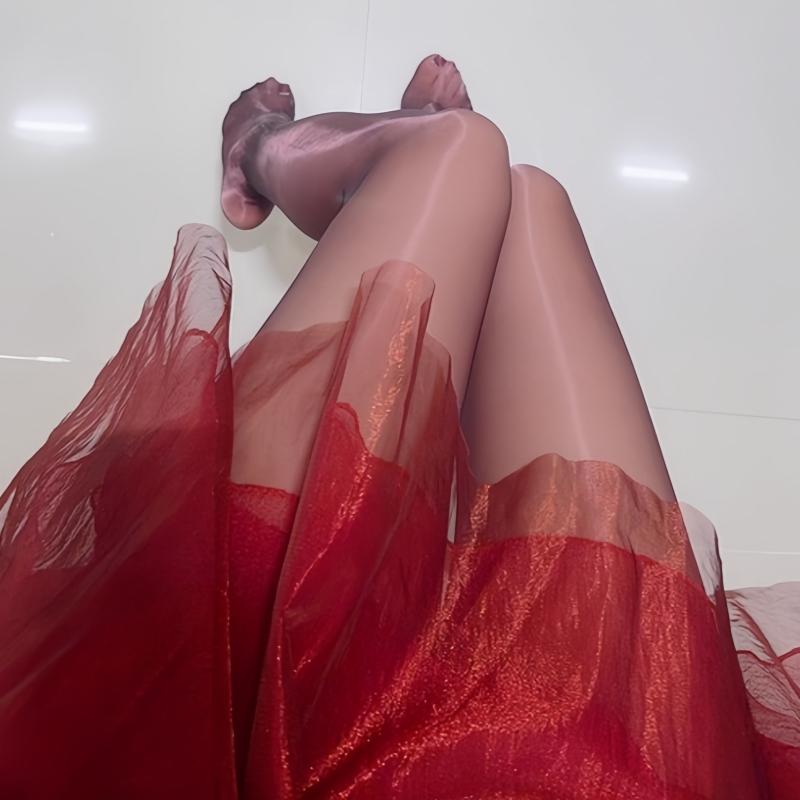 Two-Tone Flowing Oil Shiny Pantyhose 640 Pin One Line Crotch High Waist Tights Women Sexy Summer Breathable Underwear