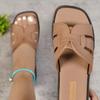 Leisure Fashion Slippers for Women Slides Beach Flat Low Heels Shoes for Women Solid Leather Platform Summer Shoes Plus Size