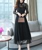Sueeya Lace Long Ruffle Long Perfect for and Size M Women's Dress, Sleeves, Flared, All-Over Print, Cute, High-Waisted, Slimming, Stylish, Sheer,