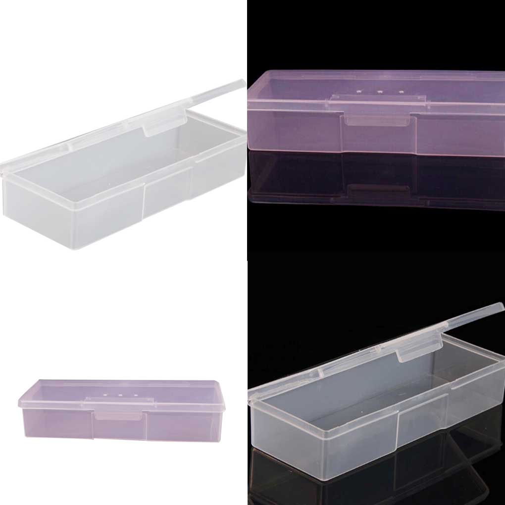 Art Rectangle Plastic Transparent Storage Box Rhinestone Brush Pen Buffer Grinding Files Container Case 19x7.5x3.8cm