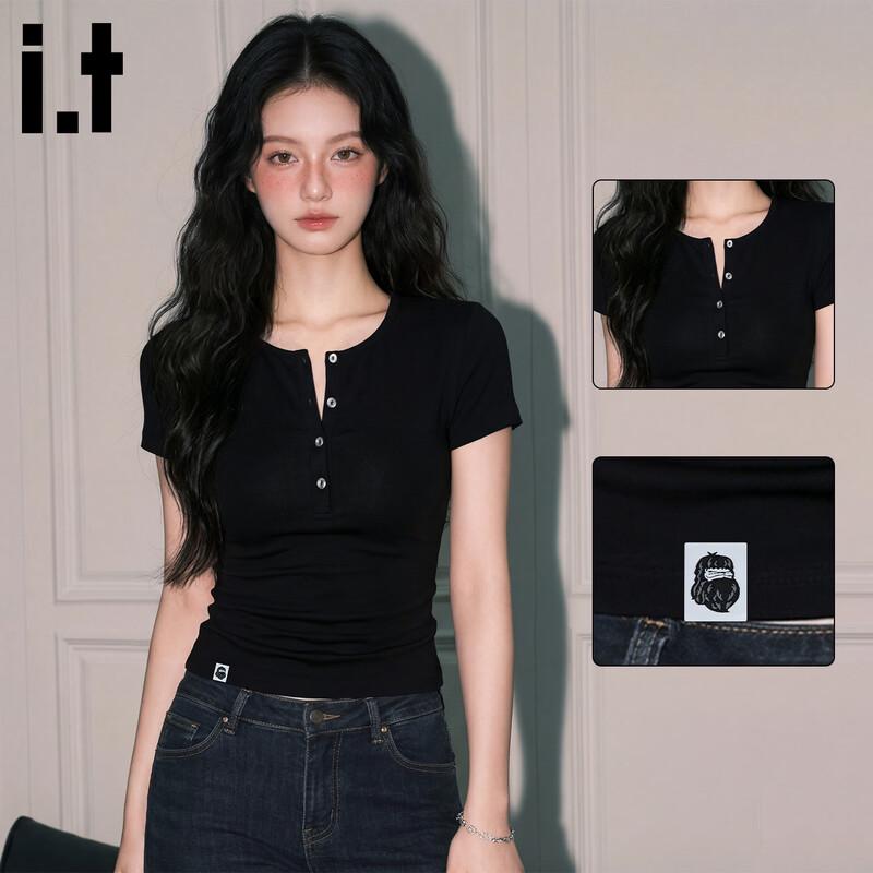 Fingercroxx Women s V-Neck Slim Fit Henley T-Shirt M