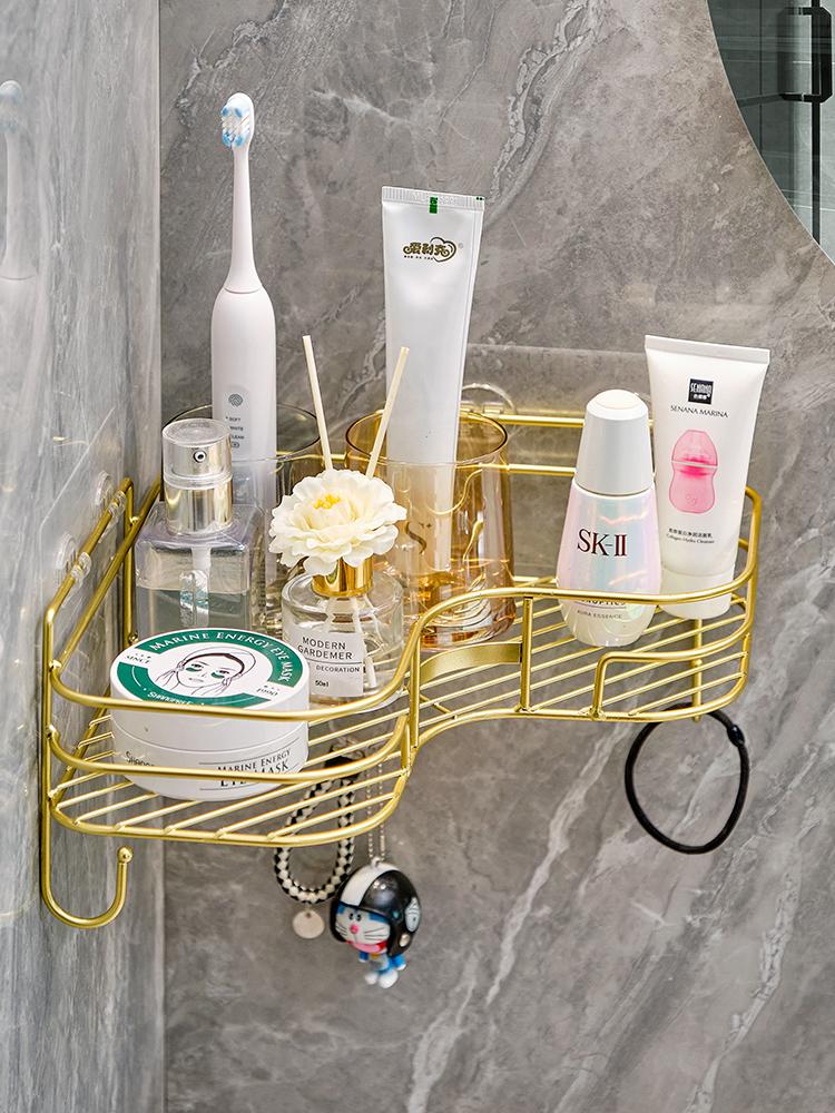 Golden Bathroom Triangle Storage Rack Corner Wall Mounted Washbasin Bathroom Storage Rack Bathroom Accessories Corner Shelf