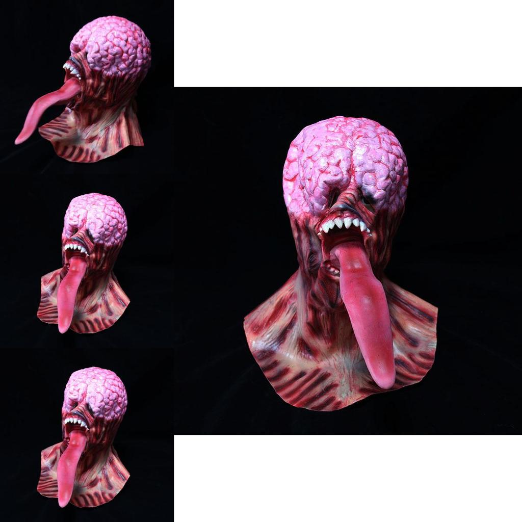 Latex Zombie Mask With Long Tongue For Halloween Cosplay Party Costume Accessory