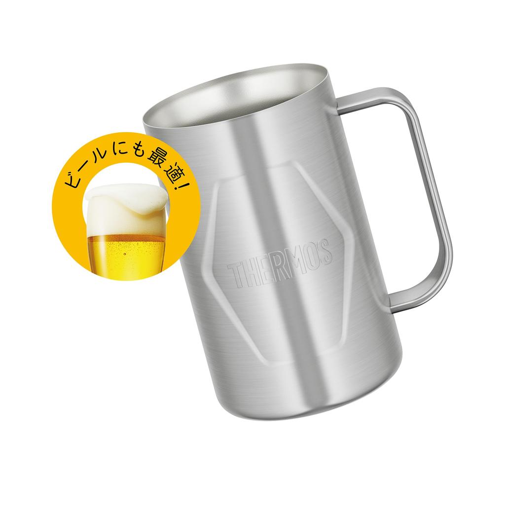 Thermos Vacuum Insulated Beer Stainless Dishwasher Keeps Drinks Hot or S2 Mug, 600ml, Steel, Safe, Thermos-like Structure, Cold, JDK-601