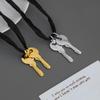 CARV* Hochwertige Metallschlüssel-Halskette mit langer Kette & minimalistischem Stoff-Lanyard