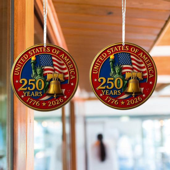 United States 250th Anniversary Acrylic Hanging Decoration US Flag Round