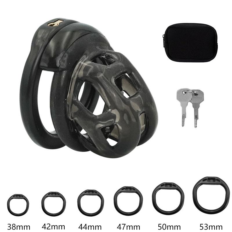 With 5 Size Cock Rings Penis Soft Silicone Chastity Cage Device Anti-Cheating Penis Lock Restraints for Men Discreet Sex Toy 18+