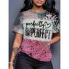 Tie-Dye-Stil Buchstabenprint T-Shirt, personalisiertes trendiges lockeres Oberteil