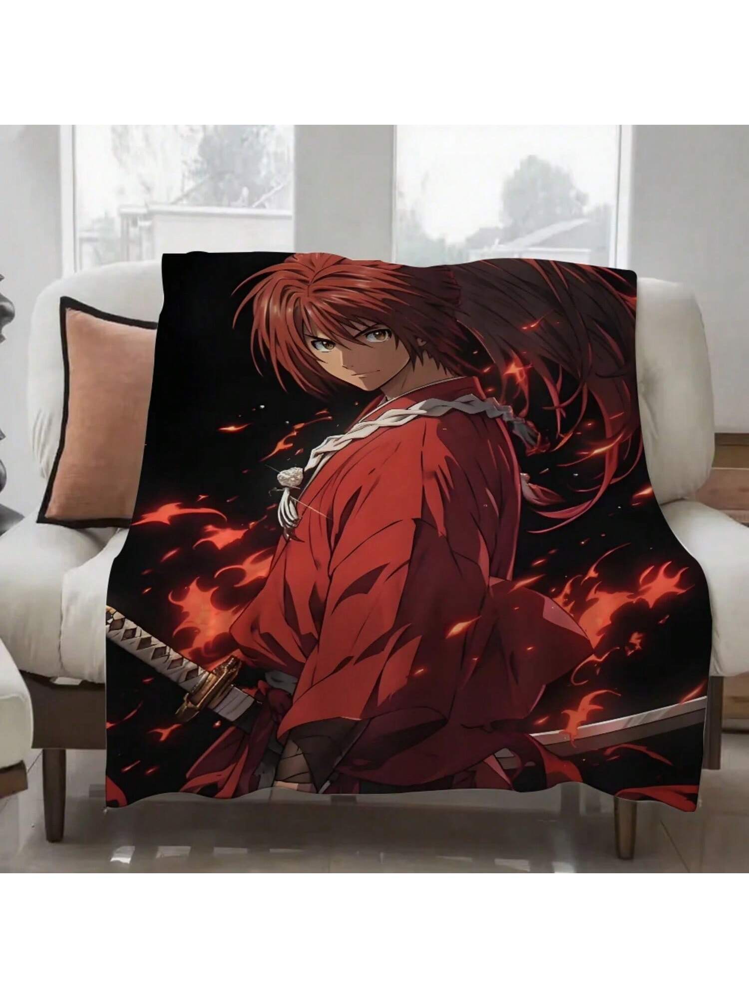 R-Rurouni K-Kenshin Blanket Design Lightweight Throw Blanket For Dorms, Naps, Living Room, Office,Sofa,All-Season 75X95CM