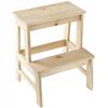 KADAX Wooden Kitchen Stool 50cm Platform With Step Solid