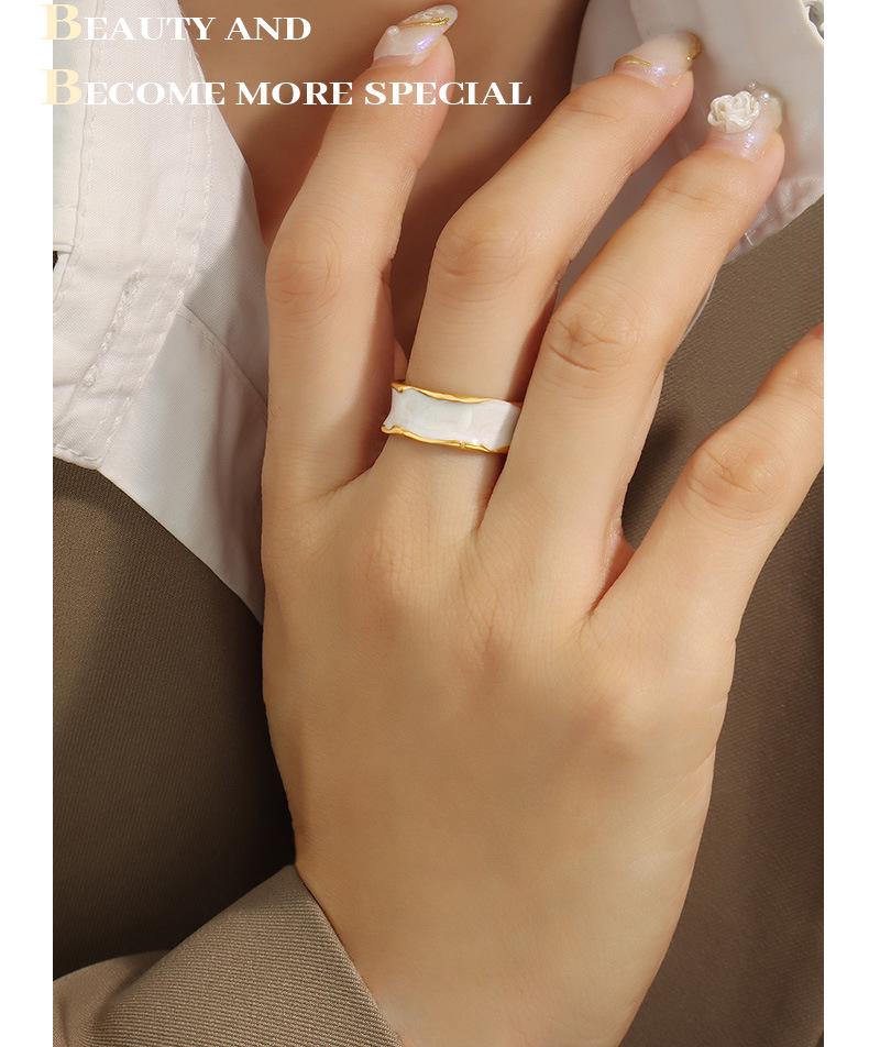 European Romantic Blue & White Enamel Open Ring