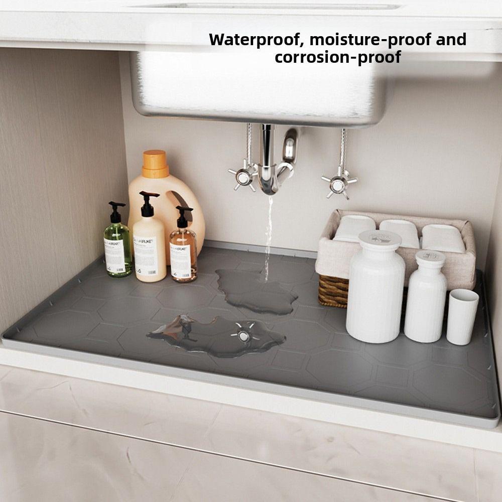 34" x 22" Under Sink Mat Silicone Sink Tray Multi-functional Pet Feeding Mat  for Kitchen Bathroom