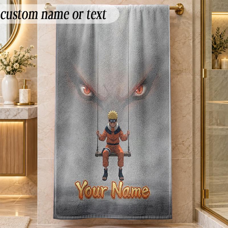Beach TowelNaruto Custom Name Text Personalized Soft Towel for Beach Pool Indoor Home Decor Gift