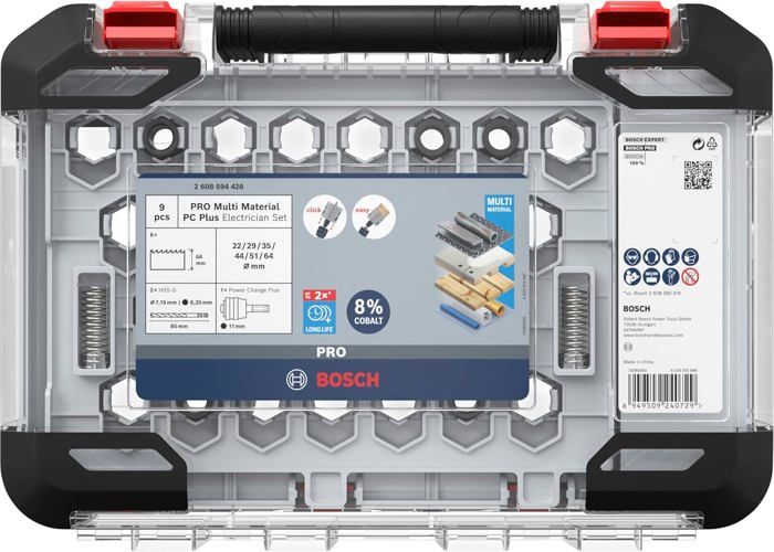 Scies cloches - Bosch - Pro Multi Material Power Change Plus - 9 pièces - Ø 19 à 68 mm - Étui transparent