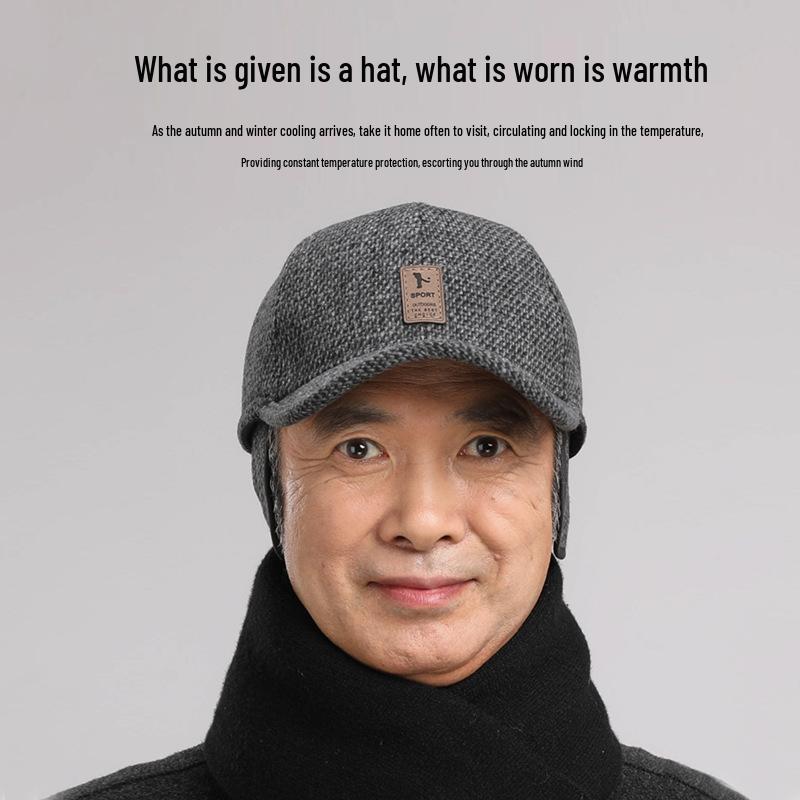 Thickened Winter Baseball Cap with Ear Protection for Middle-Aged and Elderly Men
