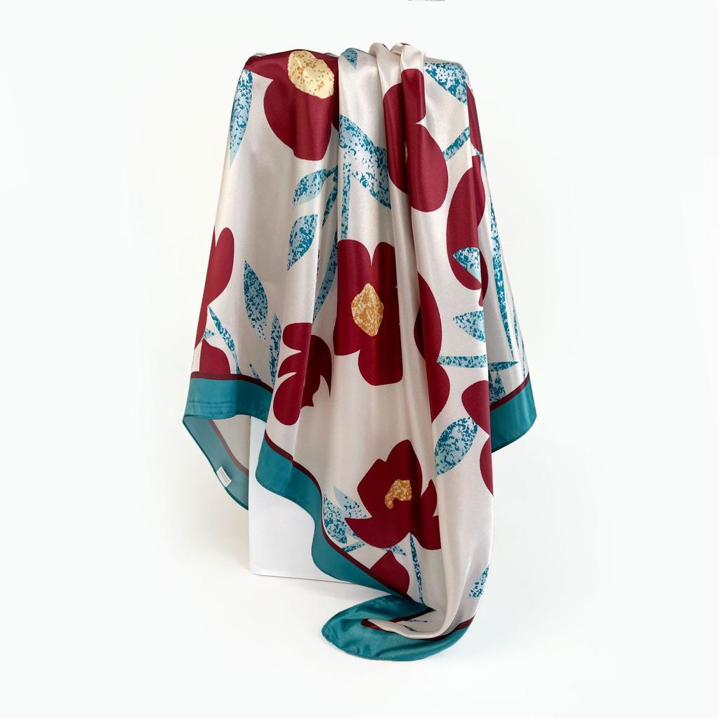 Women's Baotou Artificial Silk Satin Silk Scarf 90cm Printing Square Scarf Silk Scarf