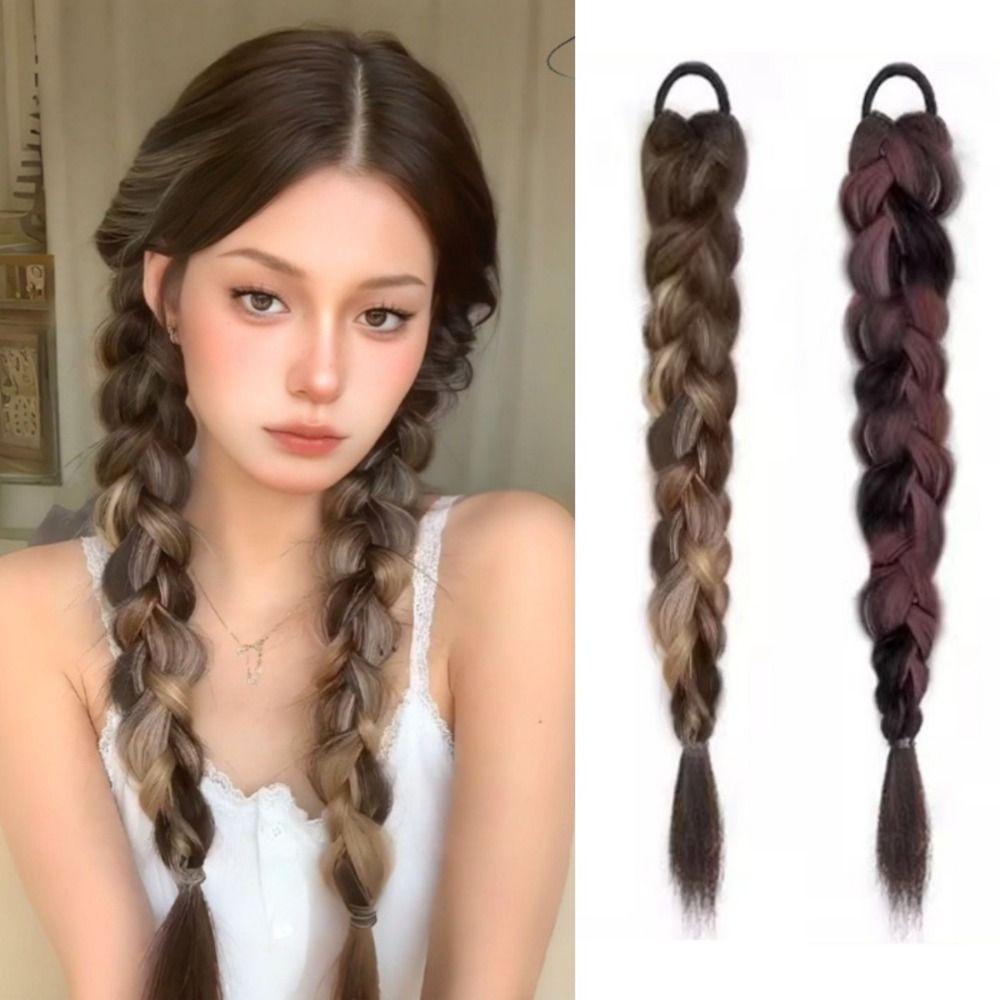 Double Ponytail Boxing Braided Hair Band Rubber Band Pony Tail Hairpiece  for Women
