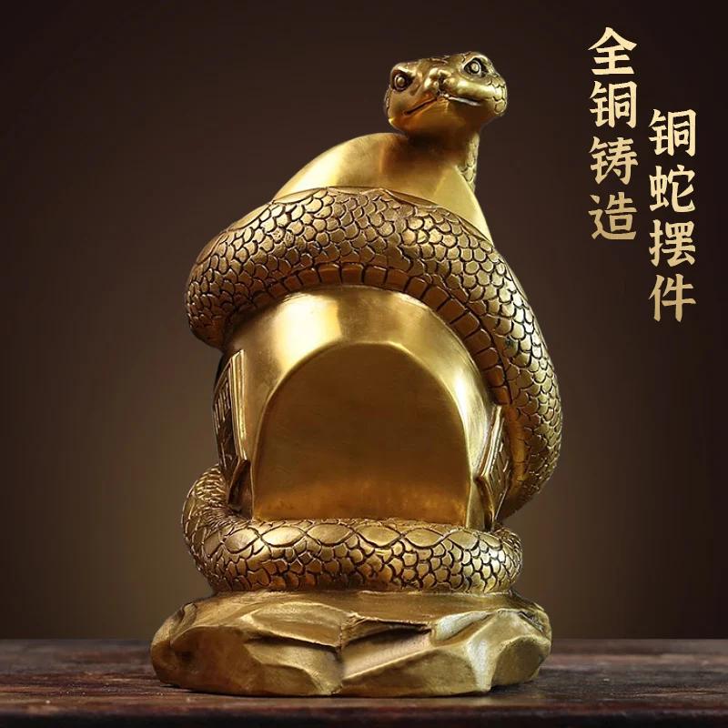 1pc Metal Zodiac Snake Ornament Chinese Style Feng Shui Accessories Living Room Home Decor Housewarming Gift Metal Figurine