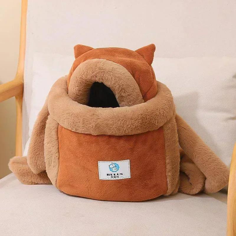 Pet Carrier Bag Cat Dogs Plush Backpack Outdoor Travel Walking Winter Warm Nest Kitten Puppy Hanging Chest Portable Carriers