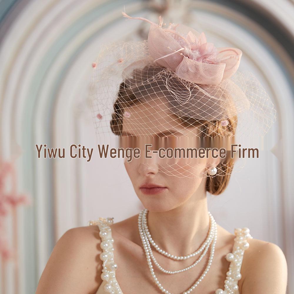 Bridal Feather & Tulle Petal Hairpiece with Veil