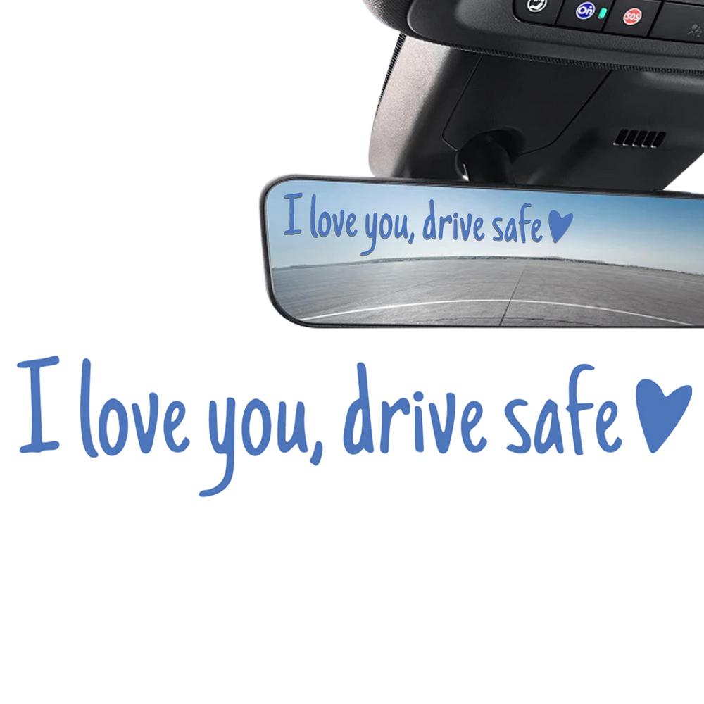 I Love You, Drive Safe Rearview Mirror Decal Heart-shaped Safety Reminder Durable Vinyl Car Decal Sticker For Women Drivers