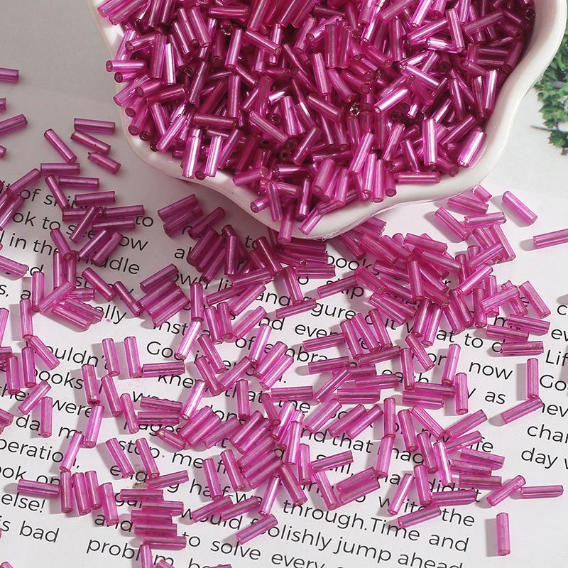7mm Silver-Filled Glass Rice Tube Beads for DIY Jewelry, Necklace & Clothing Accessories