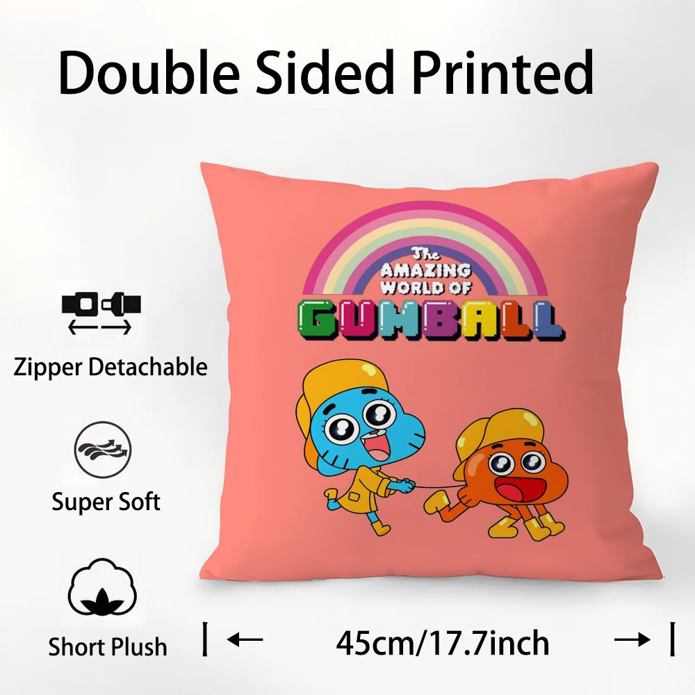 A-Amazing World Gumball Pillow Case Plush Fabric Soft Double Sided Print Sofa Cushion Cover Throw Pillow Covers