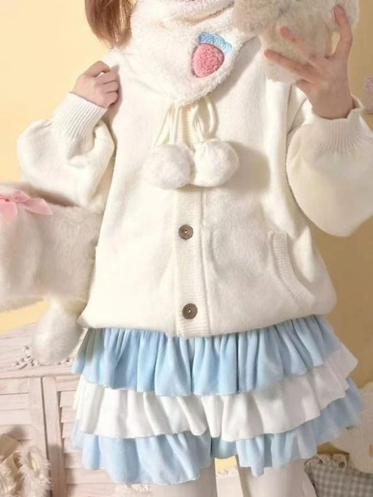 Cute Ruffled Mini Skirt Women Japanese Style Kawaii A-line Short Skirt Contrast Color Patchwork Skirts Y2k Clothing Harajuku