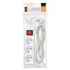 Home Extension Cord, 3 Sockets, 3m, with Grounding and Switch, White