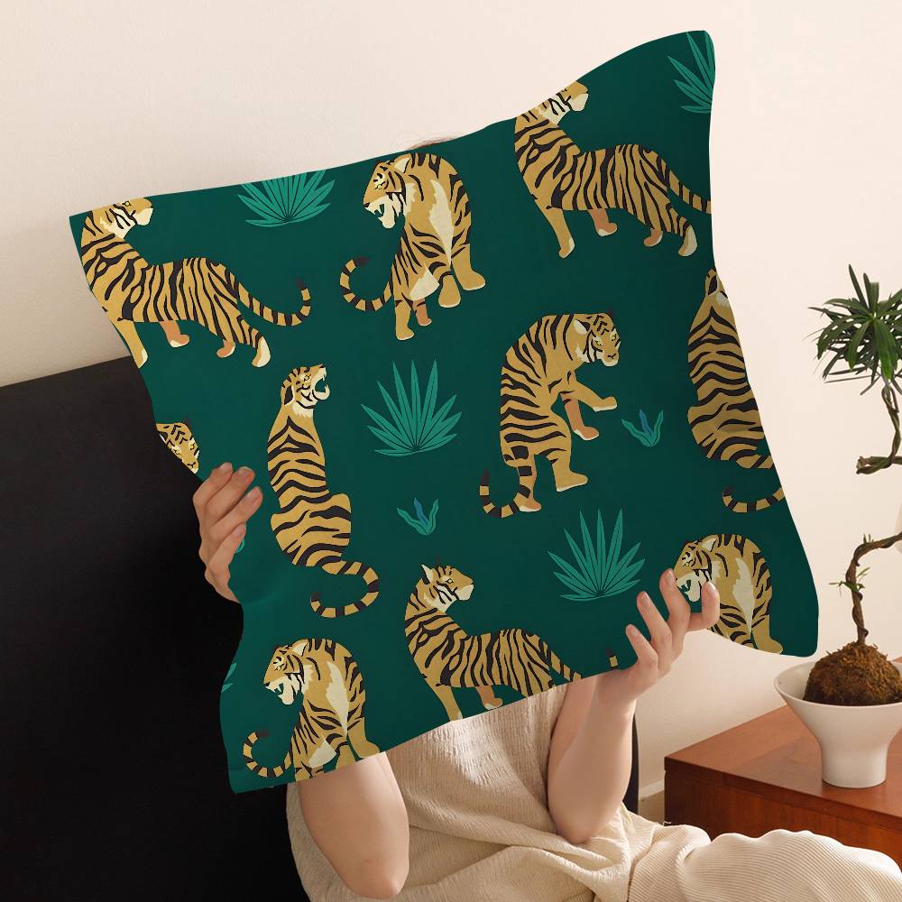 

Animal Style Tiger Cushion Case Autumn Jungle Pillow Anime Pillow Sofa Bed Head Pillow Cover Cushion Cover 45x45 cm Fashion 30x30cm