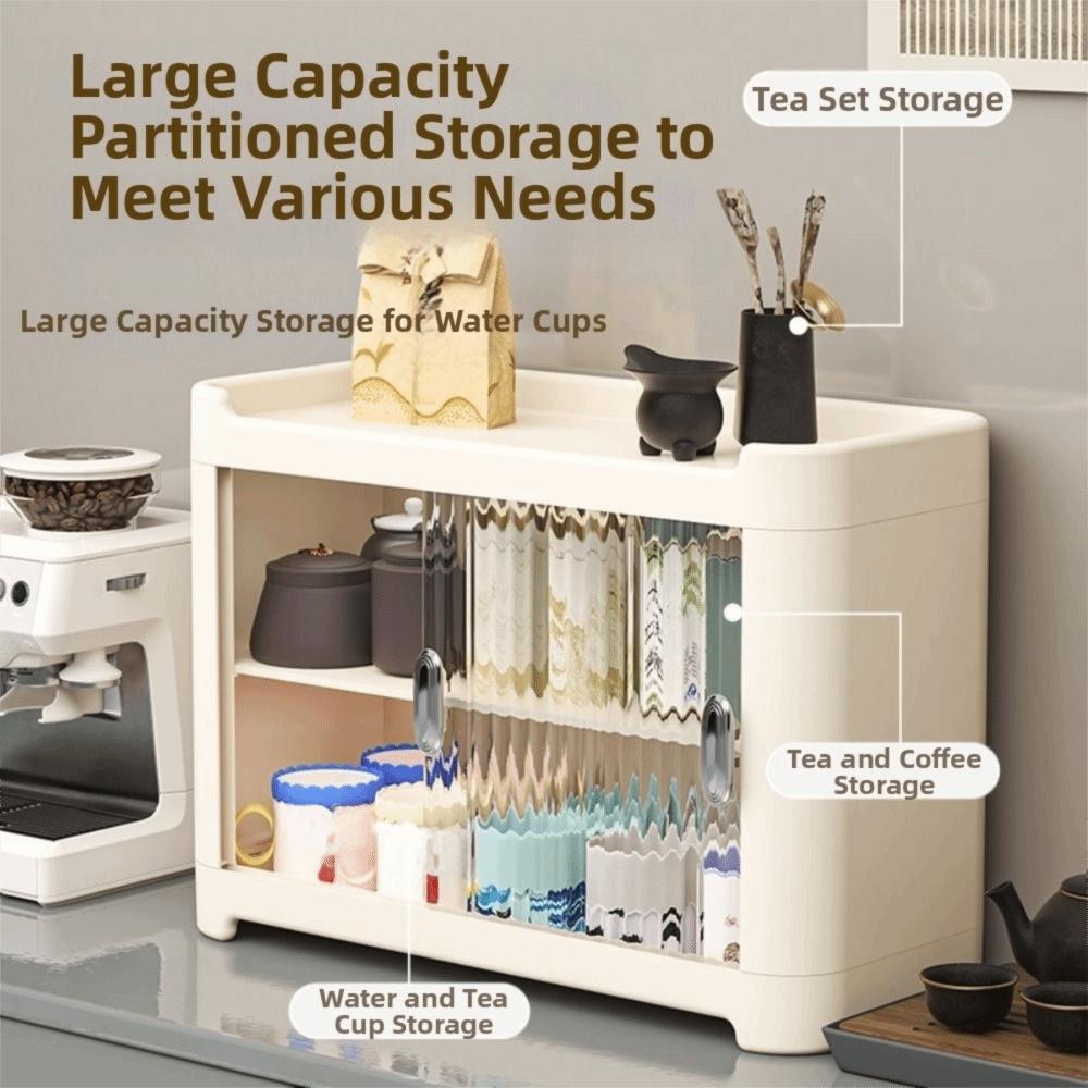 Display Cabinet Cup Storage Box Space Saving Kitchen Organizer Cup Storage Shelf  Office
