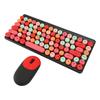 Wireless Keyboard and Mouse Retro Colorful Round Keycap 86 Keys Keyboard with 2.4G Wireless Mouse