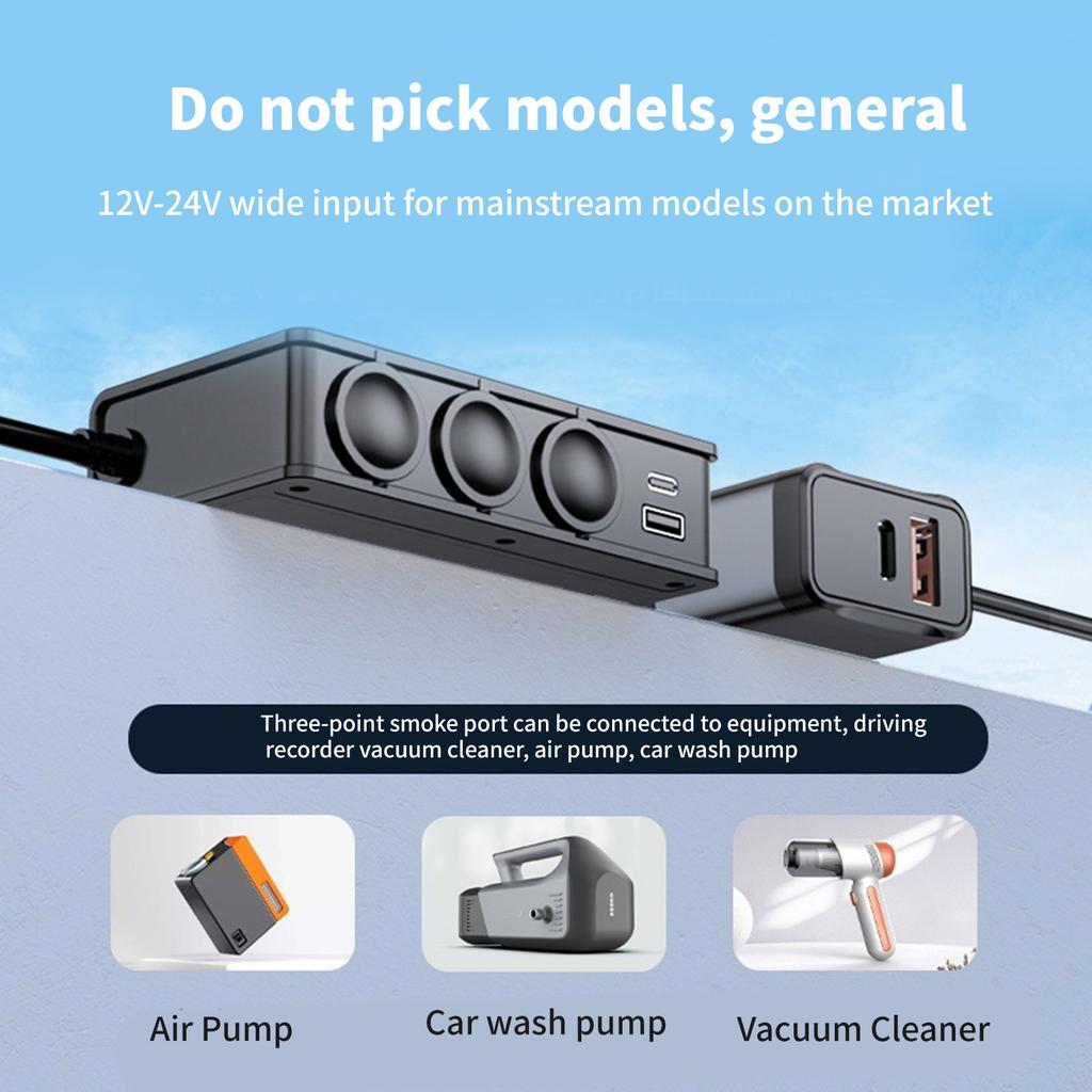Fast Charging Car Adapter With PD18W QC3.0 4 Individual Switches Heat Resistant Design Lighter Adapter