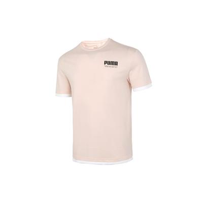 Letter Print Two-In-One Short Sleeve Sports T-Shirt Men Tops Pink 845862-27