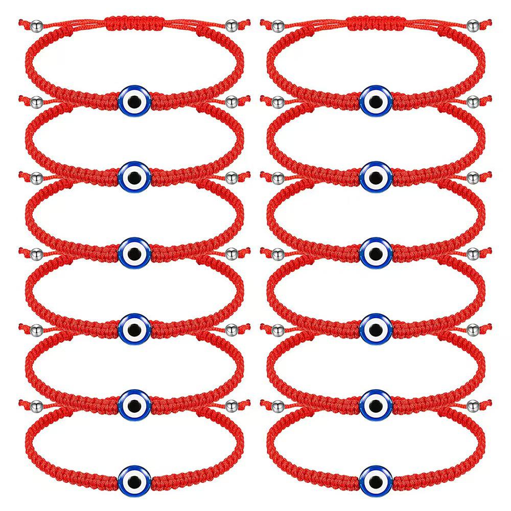 Cross-border Hot-Selling Adjustable Woven Flat Knot Seven Knots Lucky Red String Handmade Couple Bracelet for Men and Women