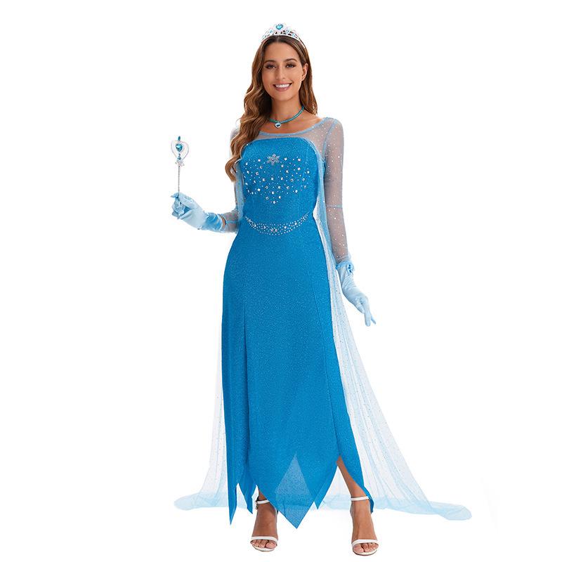 Elsa Princess Dress Frozen Queen Cosplay Costume for Adults 2XL