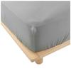 Drap Housse - Double Gaze De Coton - 160 X 200 Cm - Couleur Unie Gris - Entretien Facile