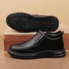 Högskurna varma slip-on läderskor för män: Vinter Halkfria Pappa-skor med Tjockt Sammetsfoder