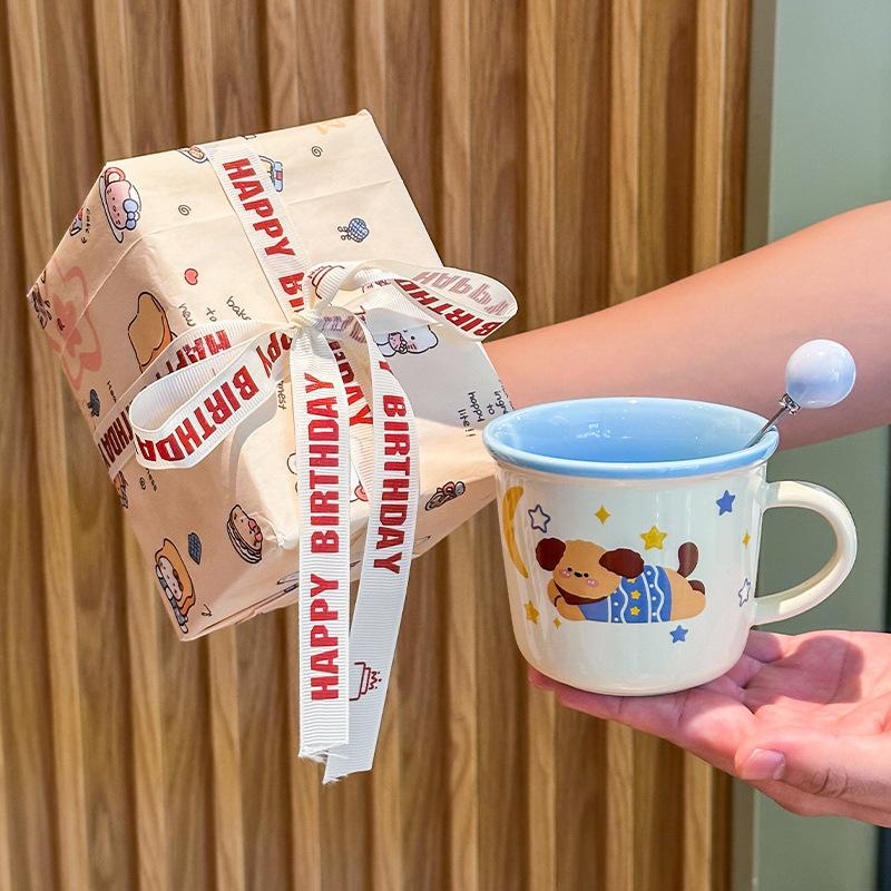 Cute and high-value birthday gift girls ceramic mug exquisite gift box girlfriends children practical souvenir